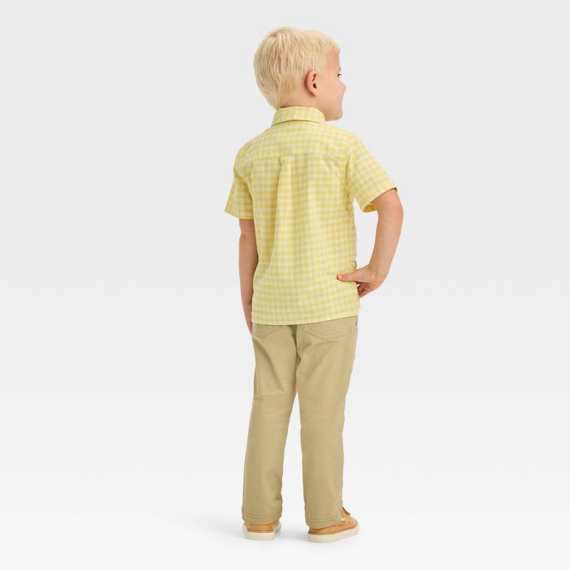 Toddler Boys&#39; Short Sleeve Woven Gingham Shirt and Pants Set - Cat &#38; Jack&#8482; Yellow, 3 of 8
