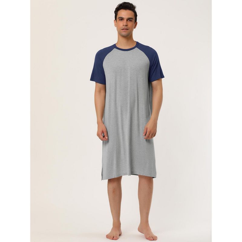 Lars Amadeus Men's Comfy Lounge Soft Loose Short Sleeves Sleep Nightgown, 2 of 7