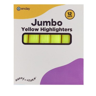 Enday Jumbo Highlighter Yellow, 12 Pack