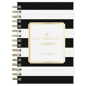Day Designer 2024-25 Weekly/Monthly Planner 8.625"x5.875" Wirebound Frosted Rugby Stripe Black: Adult Paper Calendar - 1 of 4