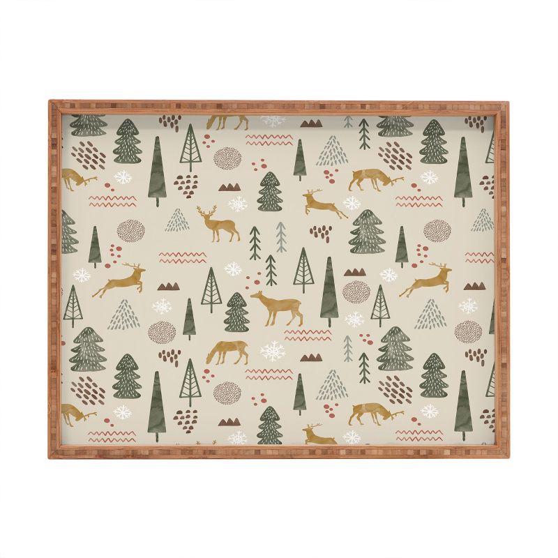Marta Barragan Camarasa Deer Christmas forest Rectangular Tray -Deny Designs, 1 of 3