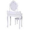 Tangkula White Vanity Mirror Wood Makeup Dressing Table Stool Set(Mirror, 3 Drawers, Stool) - 3 of 4