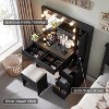 Vanity Tables with Charging Station & 2 Visible Drawers, 43" W Modern Vanity Makeup Desk with Lights Mirror and Drawers, Black - 2 of 4