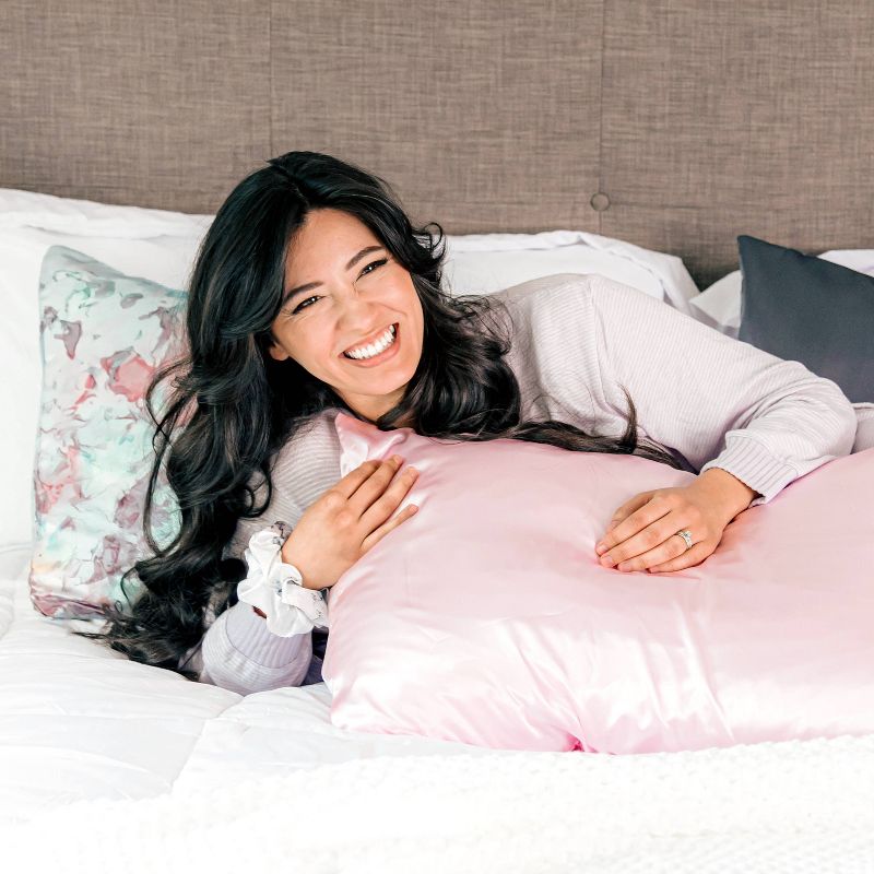 Morning Glamour King Satin Solid Pillowcase Pink, 4 of 6