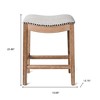 HomeRoots 26" Beige and Natural Fabric and Solid Wood Backless Counter Height Bar Chair - 3 of 4