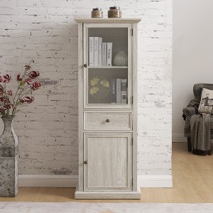 GDFStudio Gaia 64.9" Modern Tall Storage Cabinet with Glass Door, Drawer and Shelves - 1 of 4