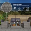 4 Piece PE Rattan Wicker Patio Furniture Set with Two-tier Coffee Table and Cushions - 4 of 4