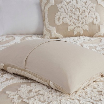 Taupe King Cotton Chenille Damask Comforter Set