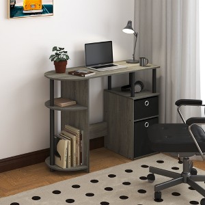 HOMLUX Simplistic Computer Desk Study Writing Workstation w/ Side Shelf & 2 Storage Bins - 1 of 4