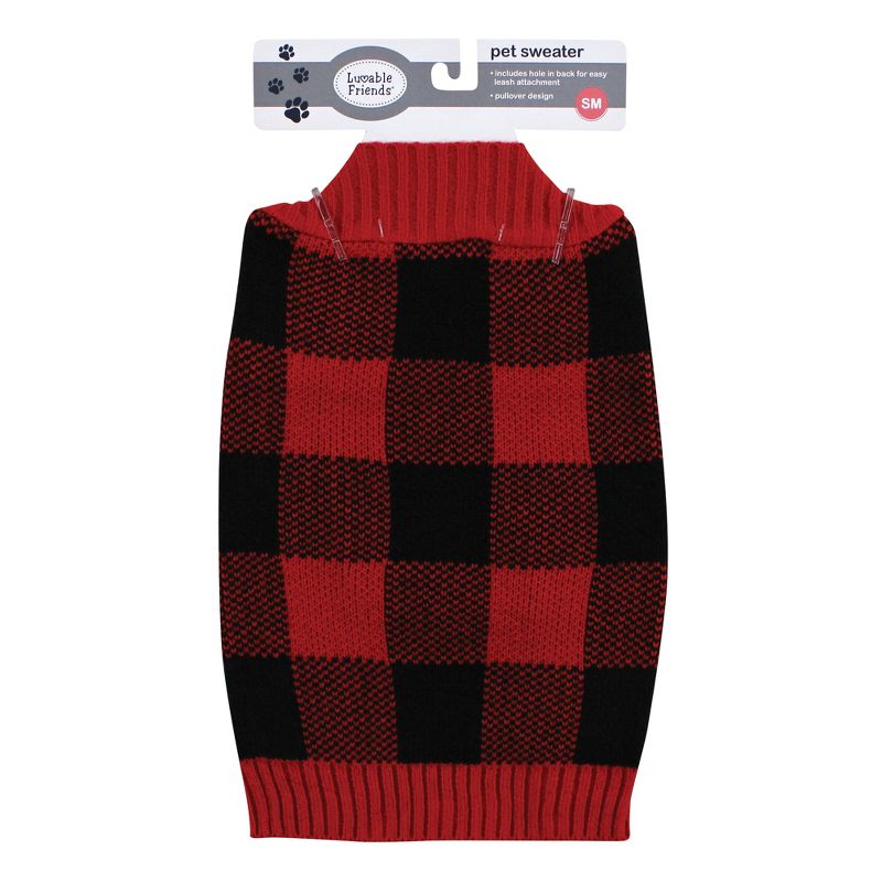 Luvable Friends Dogs and Cats Knit Pet Sweater, Buffalo Plaid, 3 of 8