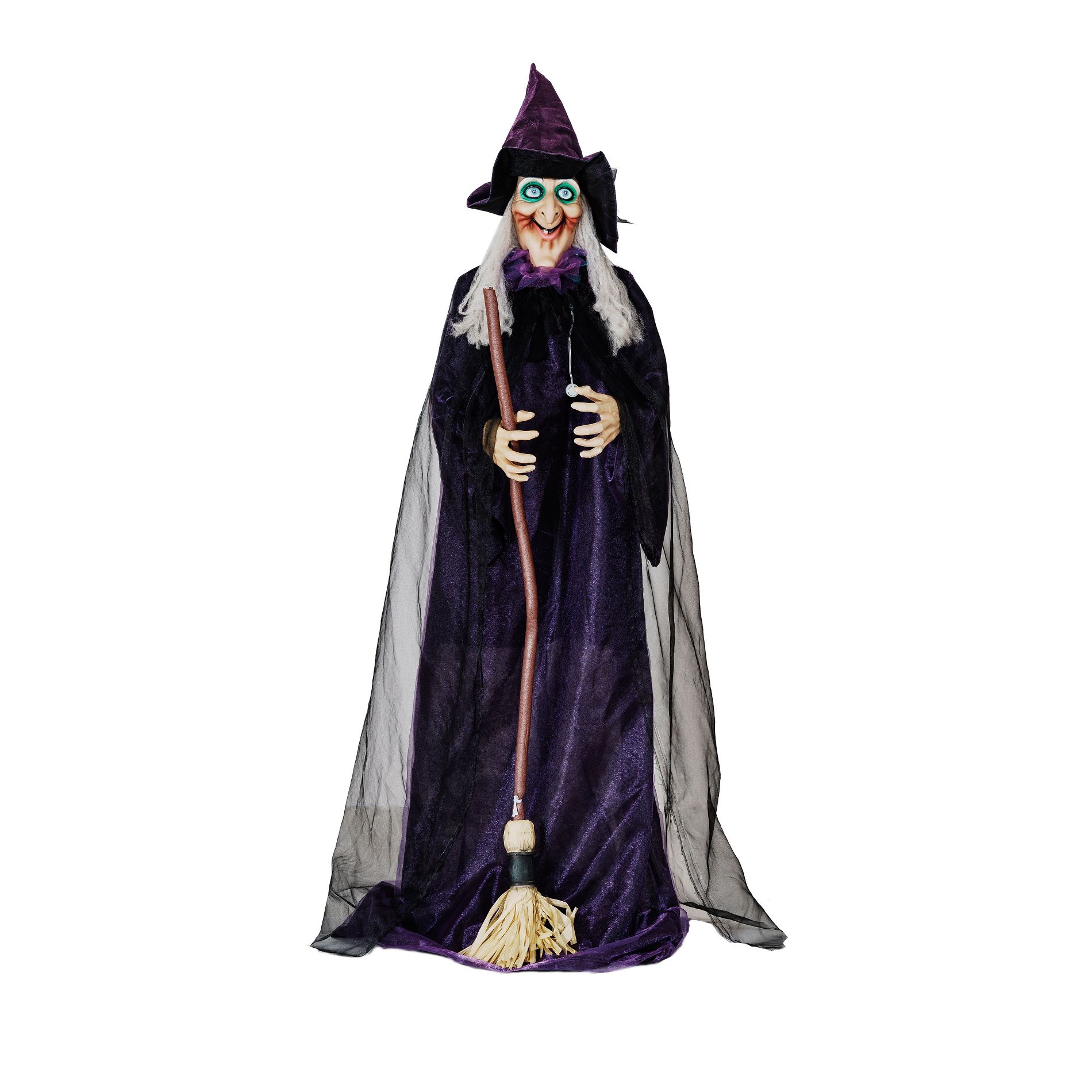 Storied Home Fabric & Plastic Standing Animated Witch with Lights & Sound, 68"H