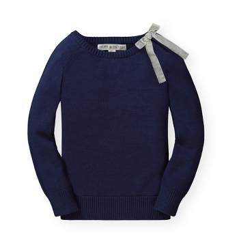 Hope & Henry Girls' Organic Cotton French Sweater with Velvet Bow, Infant