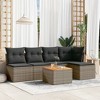 vidaXL Patio Sofa Set with Cushions Outdoor Furniture 6 Piece Poly Rattan - Gray - 2 of 4