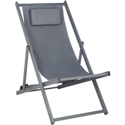 Camlin Grey Aluminum Frame Adjustable Folding Sling Chair Set of 2