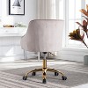 Velvet Swivel Office Chair with Wheels, Comfortable Home Desk Chair with Gold Metal Base for Study or Office – The Pop Home - 3 of 4