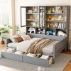 TIRAMISUBEST Twin/Full Size Daybed with Glass-Door Storage Cabinets and Built-in LED Lighting, Wooden Daybed Frame Sofa Bed with Storage Shelves - 2 of 4