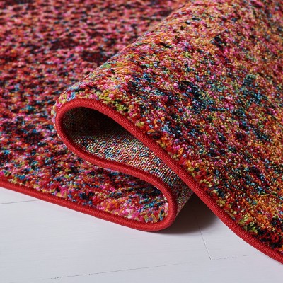 Red and Orange Abstract Synthetic Runner Rug, 2'3" x 14'