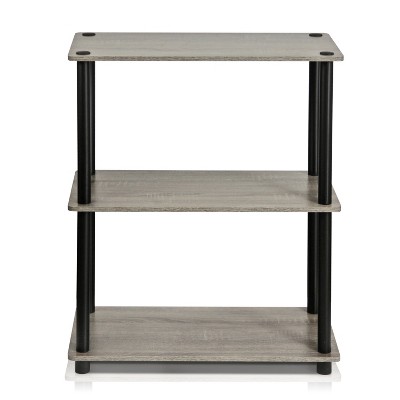 Compact Black and Oak Gray 3-Tier Wood Shelf