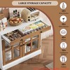 35.4 in Sideboard Buffet Cabinets w/ Glass Door, Buffet Cabinet w/ Storage, White&Brown Sideboard Cabinet w/ Drawer, Modern Buffets & Sideboards - 3 of 4