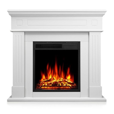 Kismile 43" Electric Fireplace with Mantel,Electric Fireplace TV Stand,Adjustable Realistic LED Flame with Remote Control
