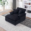 TiramisuBest 56.3" Corduroy Single Sofa with Ottoman & 2 Toss Pillows,Deep-Seat Comfy Couch for Living Room,Green - 3 of 4