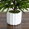 Nearly Natural 22" Artificial Real Touch Norfolk Island Pine in White Decorative Planter with Natural Look - 4 of 4