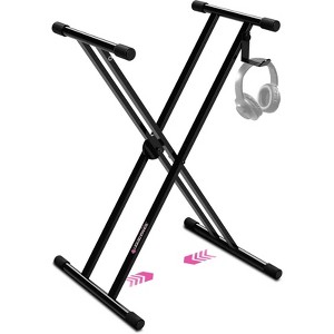 Refurbished Liquid Stands Piano Keyboard Stand - X Style Adjustable and Portable Heavy Duty Music Stand - Fits 54-88 Key - Double Braced Table Stand - 1 of 4