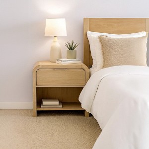 Royal Hampton Nightstand with 1 Drawer, Metal Finger Pulls, Natural Oak Brown - 1 of 4