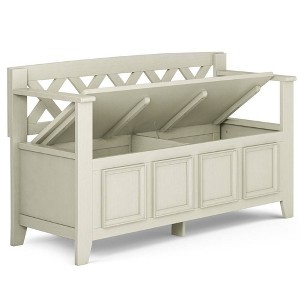 Halifax Entryway Storage Bench Antique White - WyndenHall: Solid Wood, Dual Compartment, 300 lbs Capacity - 1 of 4