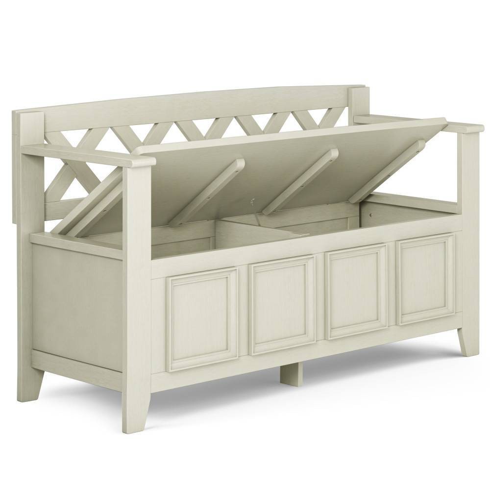 Photos - Pouffe / Bench Halifax Entryway Storage Bench Antique White - WyndenHall: Solid Wood, Dua