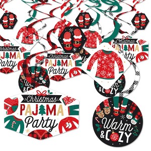 Big Dot of Happiness Christmas Pajamas - Holiday Plaid PJ Party Hanging Decor - Party Decoration Swirls - Set of 40 - 1 of 4
