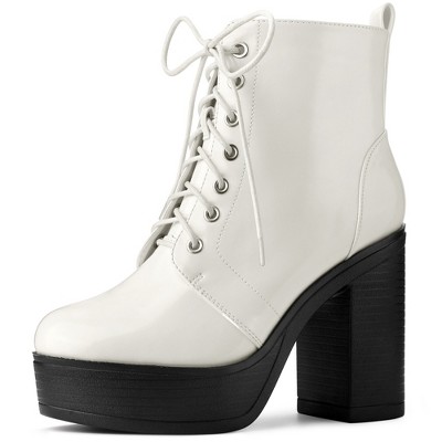 Perphy Women's Platform Lace Up Block Heel Western Combat Boots