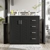 Bathroom vanity set with ceramic sink, solid wood frame bathroom storage cabinet, freestanding vanity set with 3 drawers and soft-close doors - 3 of 4