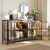 Famapy Glass Door Bookshelves Bookcase Display Storage Cabinet Sideboard with Metal Frame and LED Light for Dining Room - 4 of 4