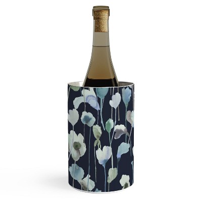 Ninola Design Watery Abstract Flowers Navy Wine Chiller - Deny Designs