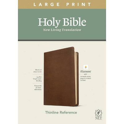 NLT Large Print Thinline Reference Bible, Filament Enabled Edition (Red Letter, Leatherlike, Rustic Brown) - (Leather Bound)