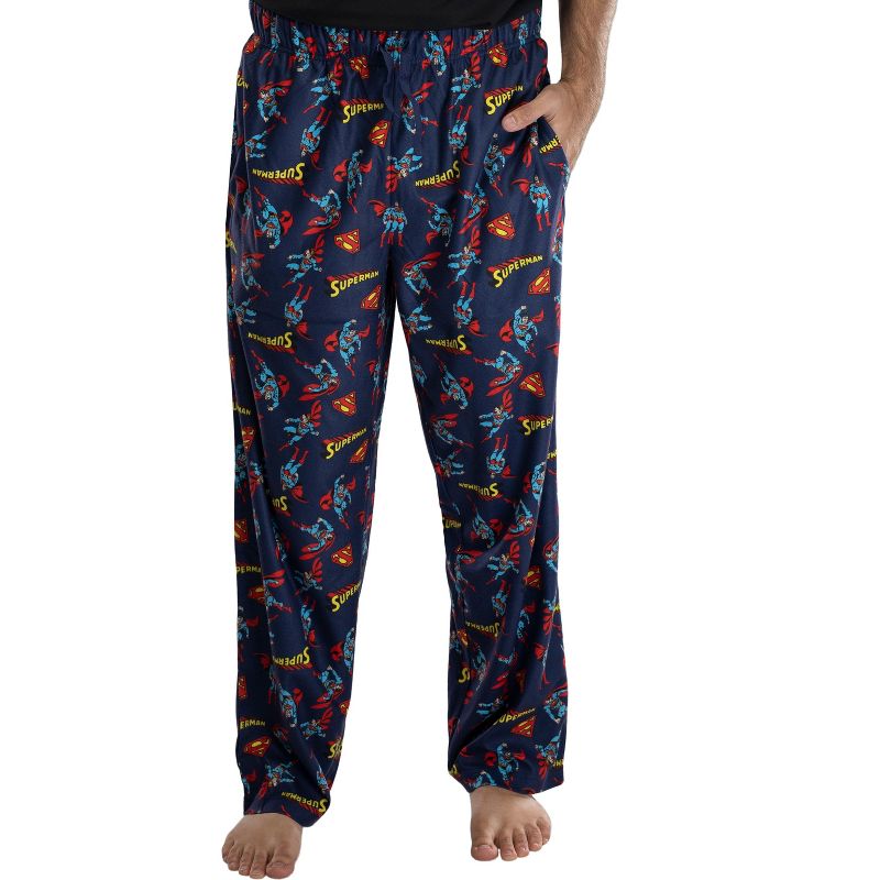 DC Comics Mens Superman All Over Print Loungewear Pajama Pants Blue, 1 of 5