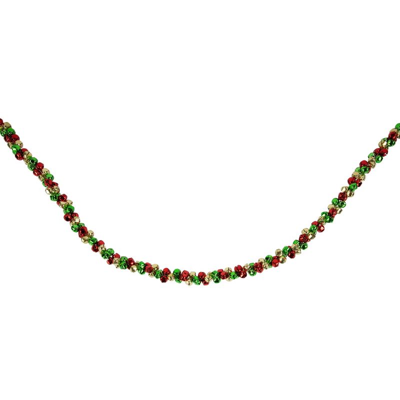 Northlight 5' Green, Gold and Red Jingle Bell Christmas Garland, Unlit, 6 of 10