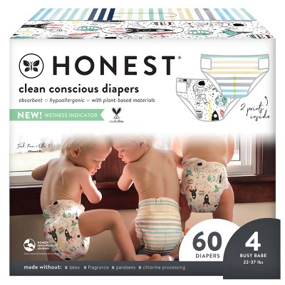The Honest Company Disposable Diapers Space Travel & Classic Stripes - Size 4 - 60ct