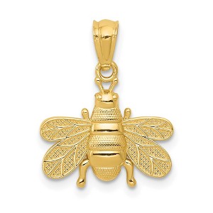 Black Bow Jewelry 14k Yellow Gold 15mm Textured Bee Pendant - 1 of 4