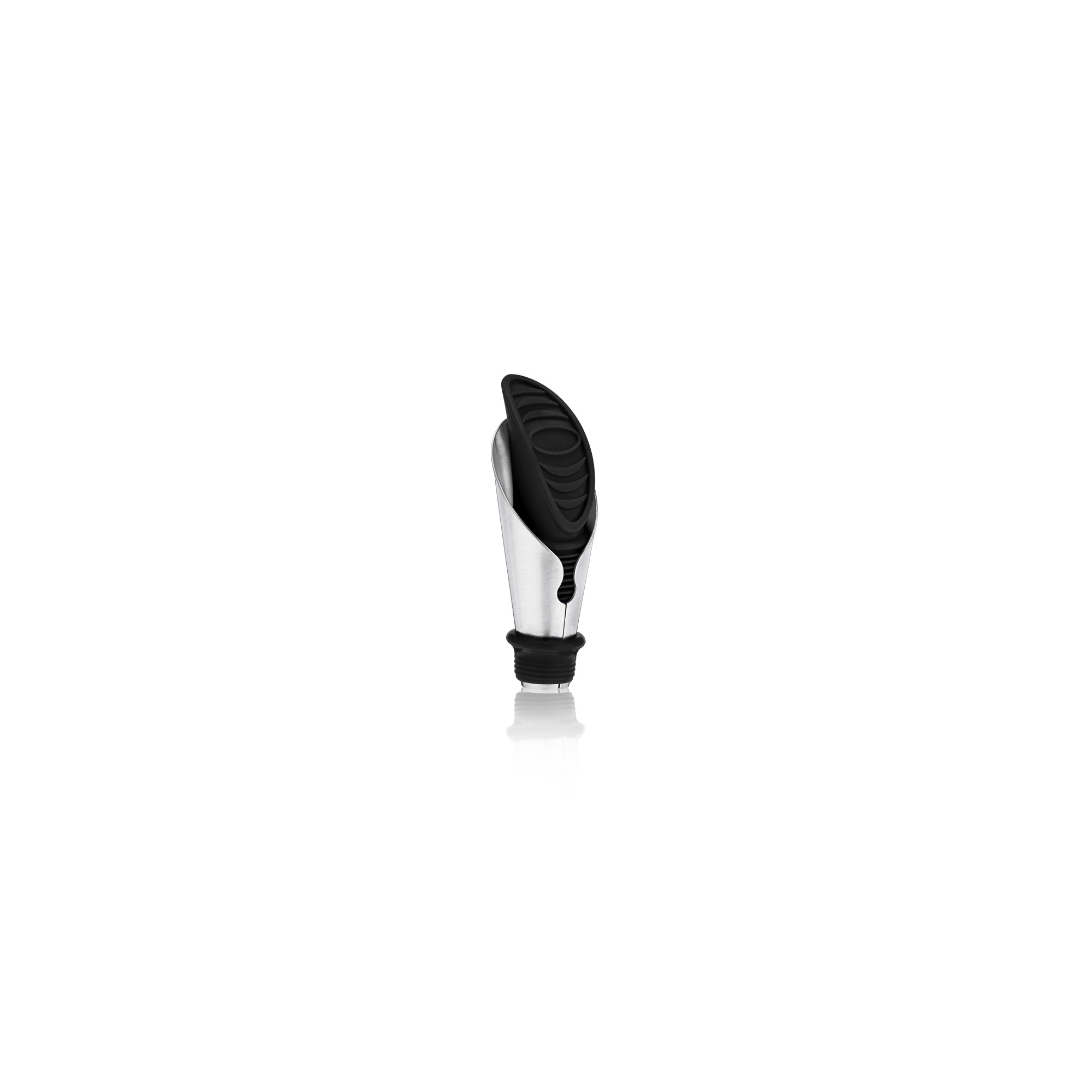 True Duo Black Bottle Stopper and Pourer, Drip-Free Silicone & Stainless Steel Pour Spout for Standard Wine Bottles, Wedding, Home Bar Gifts, Set of 1