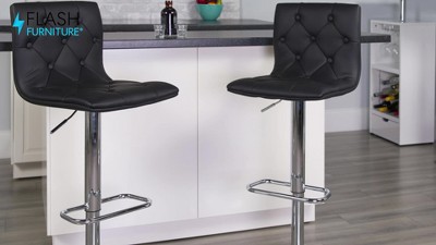 Gray Adjustable Swivel Barstool with Chrome Base