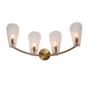 LNC Azfenro Polished Gold and Texture Glass Modern/Contemporary  Vanity Lights, 1 Light/2 Light/3Light/4Light - 1 of 4
