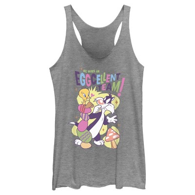 Women's Looney Tunes Easter Tweety And Sylvester We Make An Eggcellent Team  Racerback Tank Top : Target