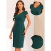 Allegra K Women's Vintage V-Neck Cap Sleeves Back Split Pencil Sheath Dresses - 2 of 4