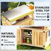 Outdoor Grill Cart w/ Stainless Steel Top, Solid Wood Outdoor Kitchen Island w/ Wheels, Storage Cabinets - 4 of 4