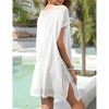 Women's Crewneck Cover Up Dress Fashion Knit Eyelet Beach Dresses Summer Loose Fit Coverup Mini Dress - 4 of 4