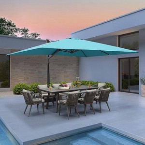 PURPLE LEAF 10' x 13' Rectangle Patio Umbrella with Base Outdoor Cantilever Offset Umbrella with 360-degree Rotation for Garden Deck Backyard Pool - 1 of 4
