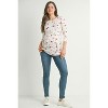 Hello Miz Women's Round Neck 3/4 Sleeve Front Pleat Maternity Top - 4 of 4