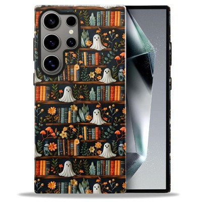 BONGEEK Case Compatible with Samsung Galaxy S24 Ultra,Scratch Resistant Hybrid 2-Layer Hard Shell Bright Phone Case, Bookshelf Halloween